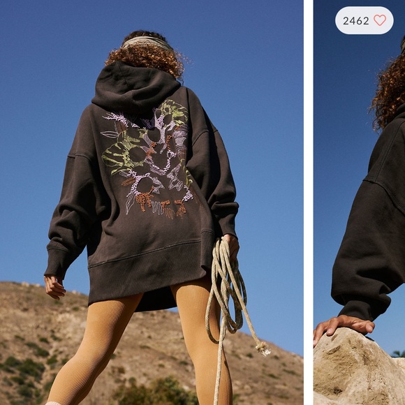 Free People Fp Movement At My Best Embroidered Logo Sweat Hoodie Tunic - Picture 3 of 6